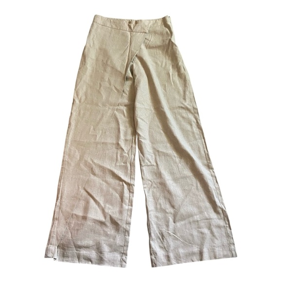 ZARA WOMAN LINEN BLEND PAREO PANTS TROUSERS LIGHT BEIGE S - Picture 4 of 7